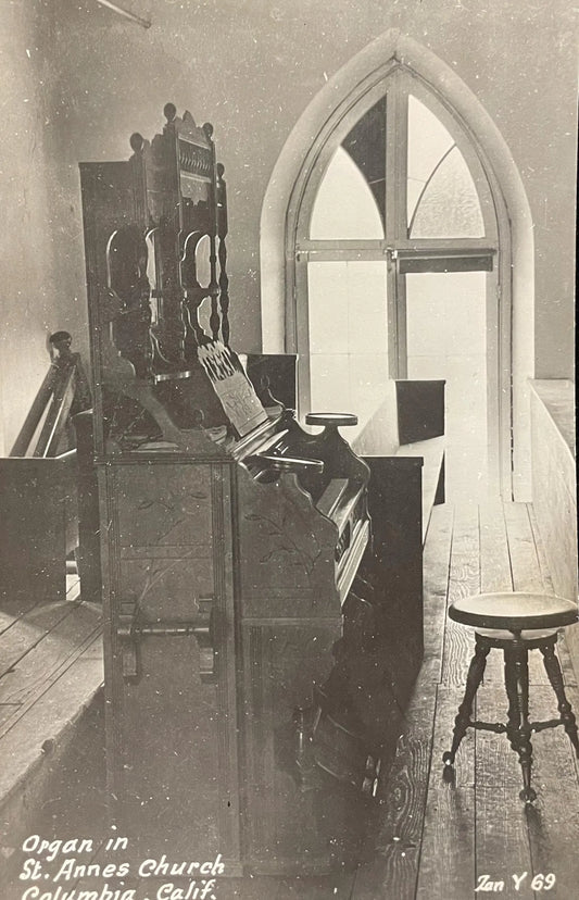 RPPC - Organ in St. Annes Church, Columbia, California- eEarly 1900s  Eckta chrome Photo in Church