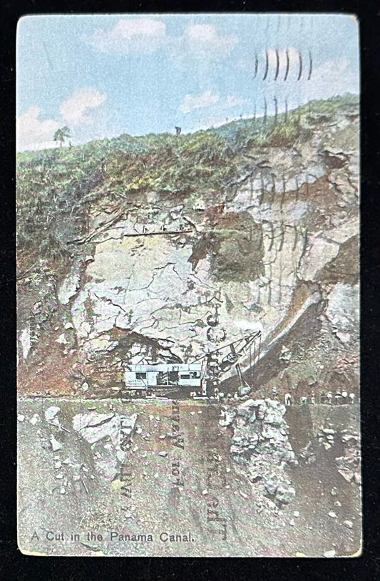 A Cut in the Panama Canal- The Craig Biscuit Co. Advertisement- Vintage Postcard