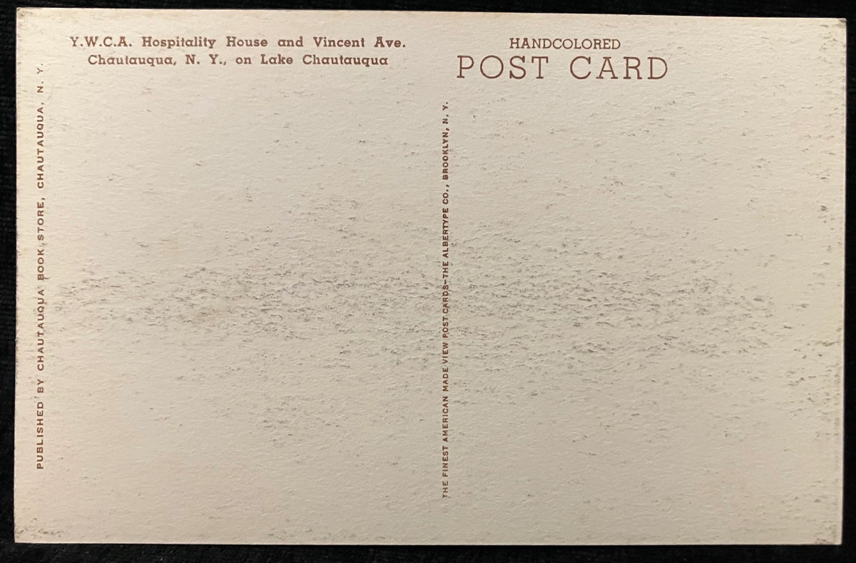 Y.W.C.A Hospitality House and Vincent Ave., Chautauqua, New York, On Lake Chautauqua - Vintage Postc