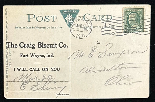 A Cut in the Panama Canal- The Craig Biscuit Co. Advertisement- Vintage Postcard