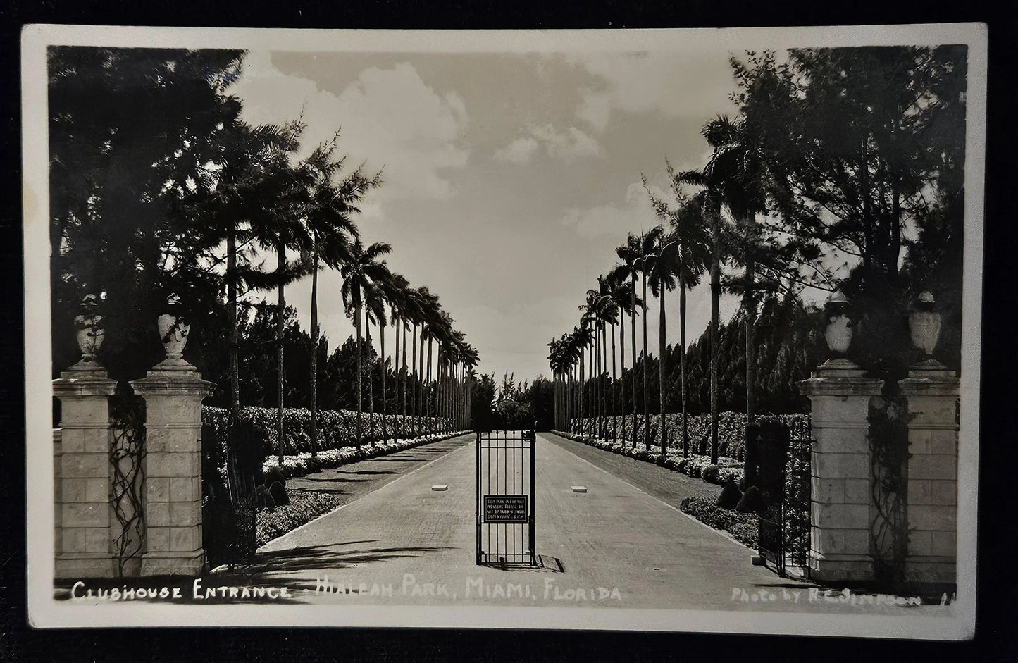 RPPC HiaLeah Park Race Track Clubhouse Entrance, Miami, Florida - Vintage Postcard