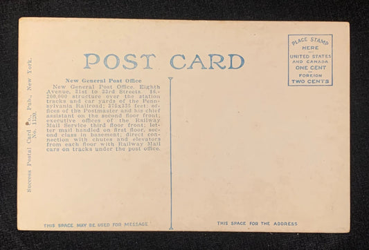 New General Post Office, New York - Vintage Government Building Postcard