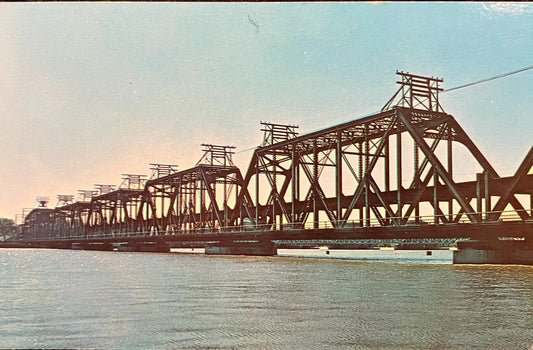 Government Bridge - Rock Island Arsenal - Davenport, Iowa - Color by Rene Briegel - Vintage Bridge Postcard