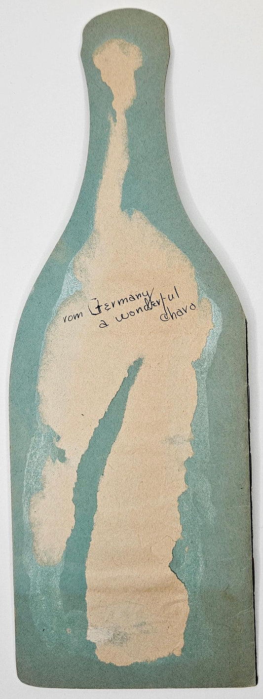 1930s Sea Food Grotto -Detroit - Wine List Menu Shaped Like Bottle - Vintage Folding Card