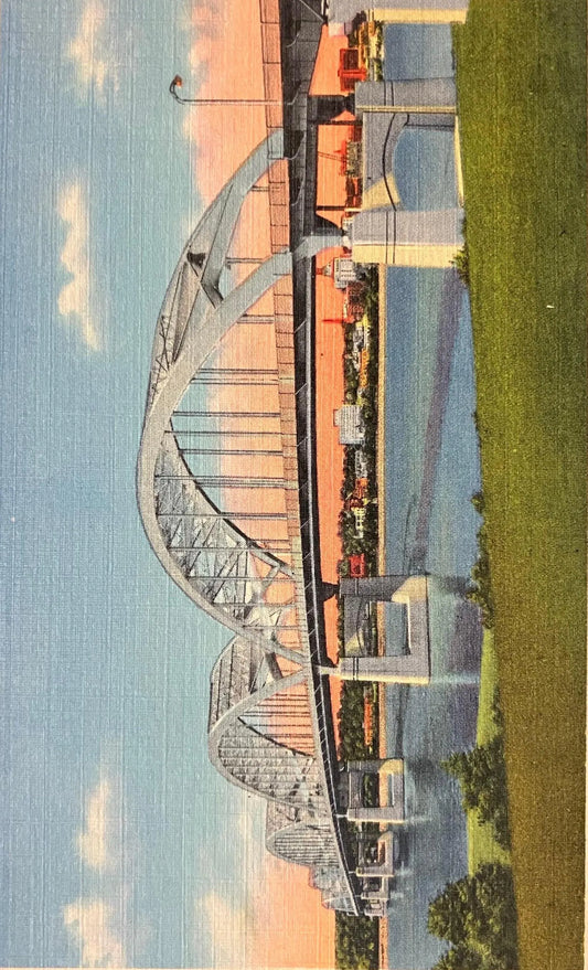 New Centennial Bridge between Davenport, Iowa and Rock Island, Illinois - Near Moline, Illinois - Vintage Bridge Postcard