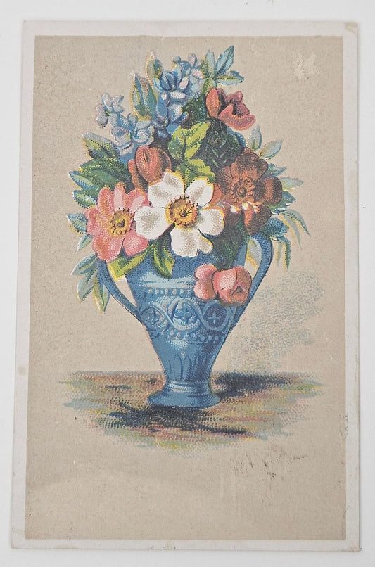 Lion Coffee, Woolson Spice Co. Trade Card -Botanical Illustration, Floral Arrangement in Vase