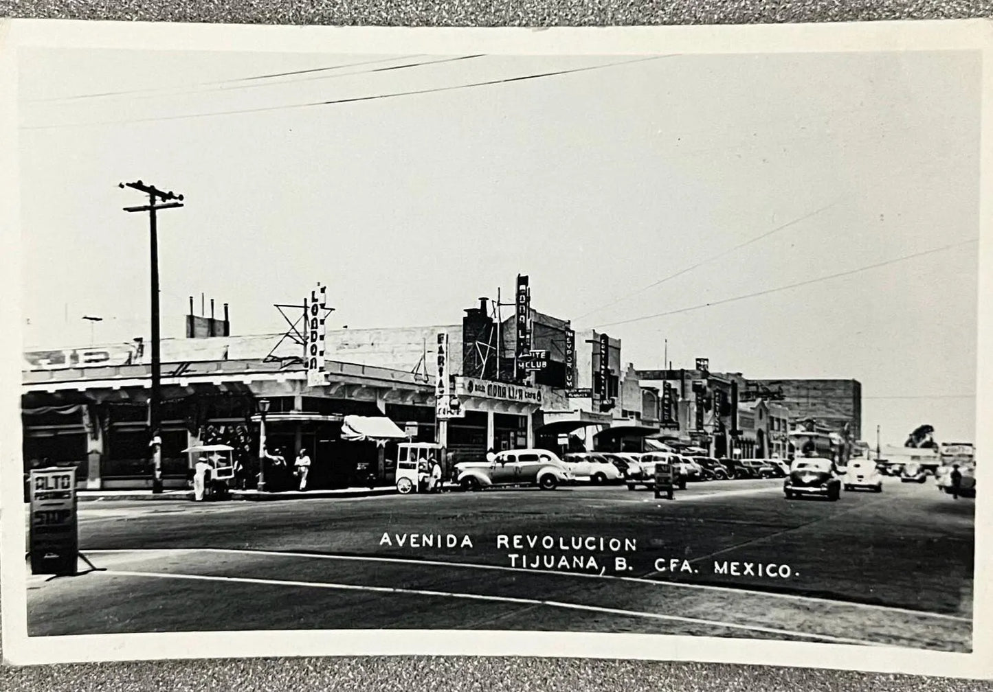 Avenida Revolucion Tijuana, B. CFA. Mexico. RPPC - Real Photo Postcard 1940s - Downtown Tijuana