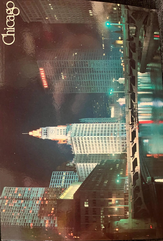 Chicago - Wrigley Building and Chicago River at Night - Illinois - Photo by James Blank - Vintage Chicago River Postcard