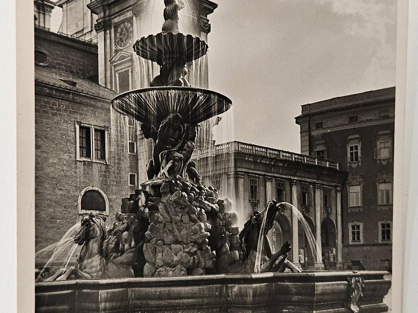 RPPC Salzburg Austria Hofbrunnen Mit Dom Fountain Market Square  - Vintage International Postcard