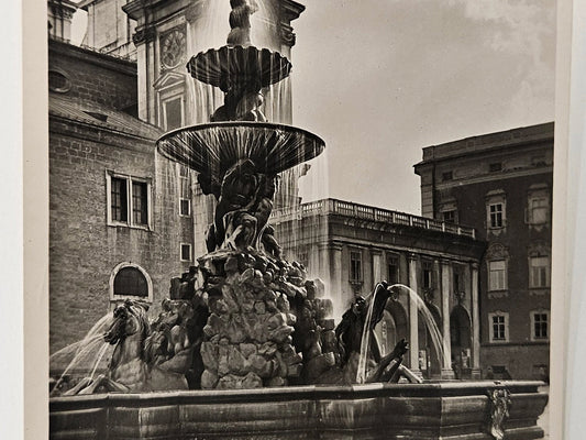 RPPC Salzburg Austria Hofbrunnen Mit Dom Fountain Market Square  - Vintage International Postcard
