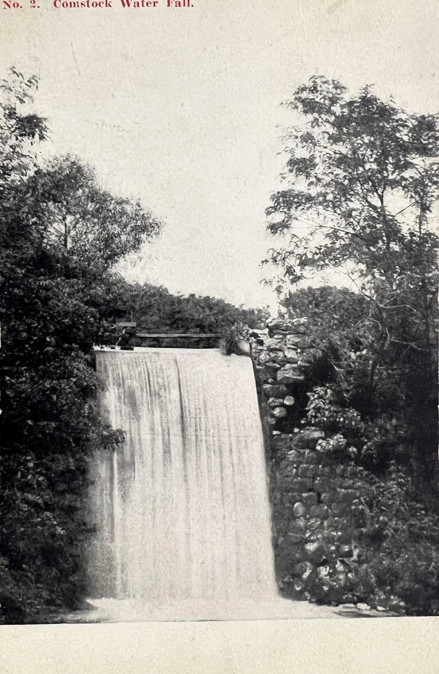 No. 2. Comstock Water Fall. -  Vintage Black and White Postcard
