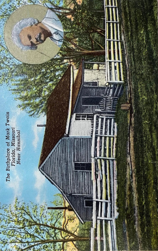 The Birthplace of Mark Twain, Florida, Missouri, Near Hannibal, Missouri - Vintage Linen Postcard