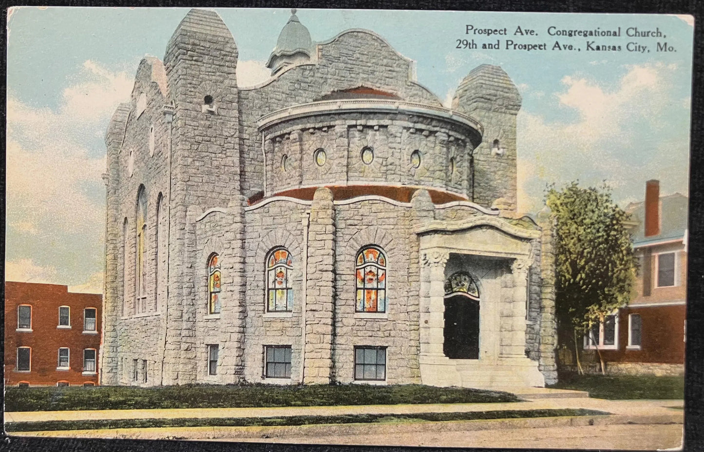 Prospect Ave. Congregational Church, 29th and Prospect Ave., Kansas City, Missouri - Vintage Church Postcard