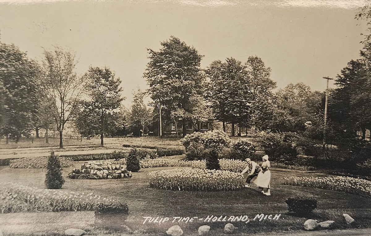 RPPC - Tulip Time in Holland, Michigan  1940s- Vintage Tulip Festival Postcard