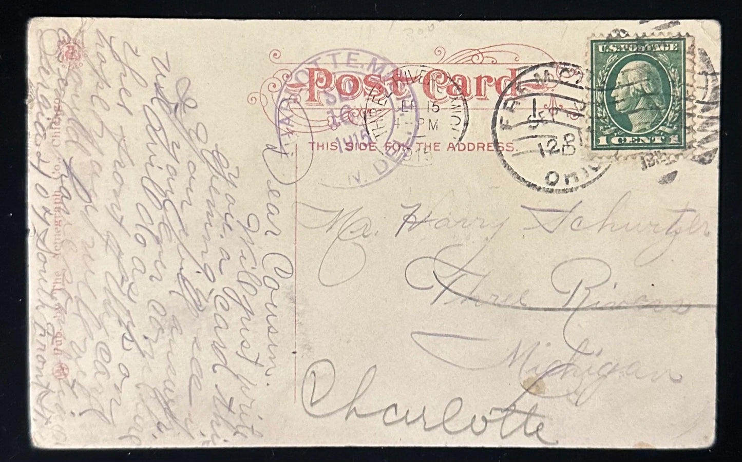 On Green Creek, Fremont, Ohio - Vintage 1915 Postcard