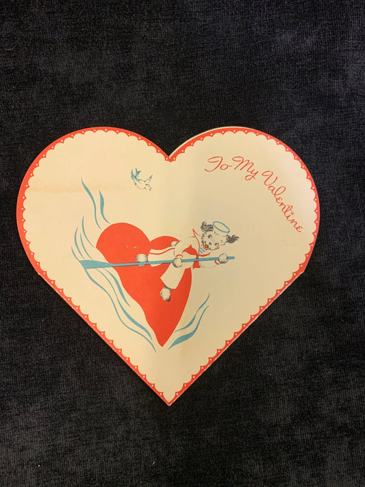 Die Cut Fold Golden Bell Valentine from 1940's to early 1950's