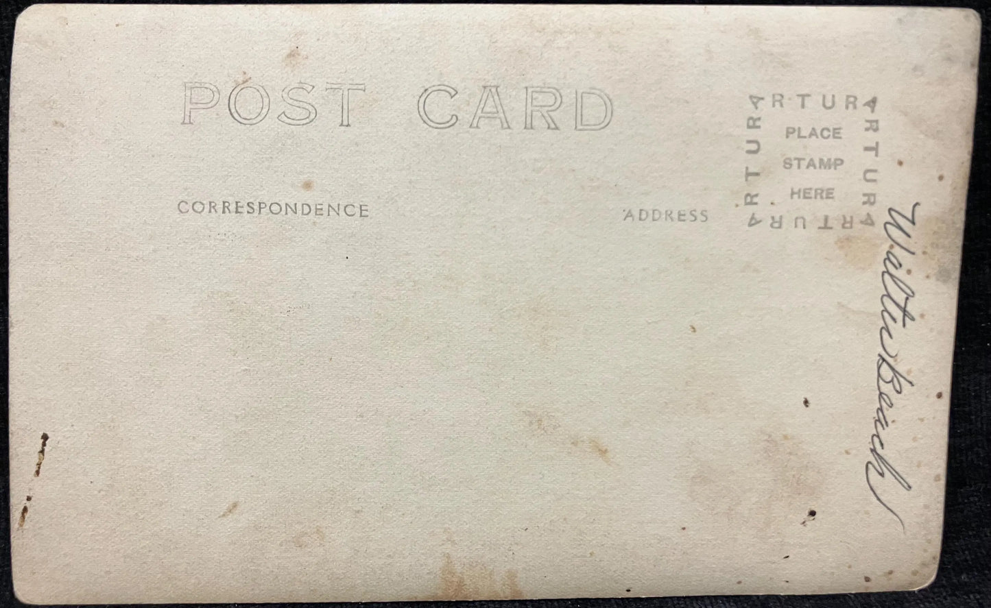 RPPC - Smiling Toddler Boy with a ball in 1910 - Vintage Real Photo Postcard - little boy with tiny feet