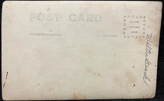 RPPC - Smiling Toddler Boy with a ball in 1910 - Vintage Real Photo Postcard - little boy with tiny feet