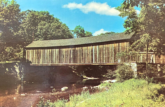 Covered Bridge on the Salmon River, Connecticut - Photo by Ray Mainwaring - Vintage Covered Bridge Postcard