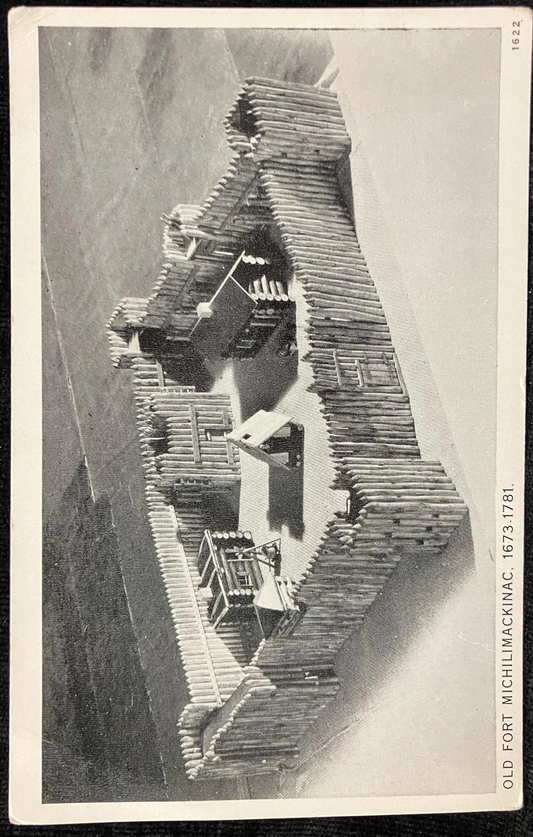 Old Fort Michilimackinac 1673-1781 - Vintage Black and White Postcard