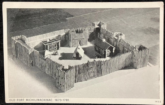 Old Fort Michilimackinac 1673-1781 - Vintage Black and White Postcard