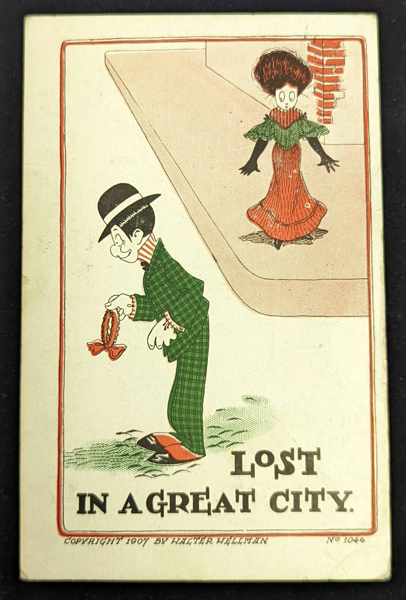 Lost In A Great City - Funny Vintage Postcard