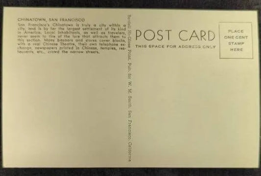 Chinatown, San Francisco - Vintage late 1930s Postcard - Bardell Hi Gloss Print