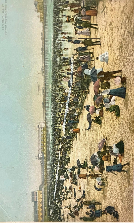 Bathing Hour at Atlantic City, New Jersey - 1904,  Detroit Photographic Co. - Vintage Atlantic City Beach Postcard - Fully Dressed Bathers