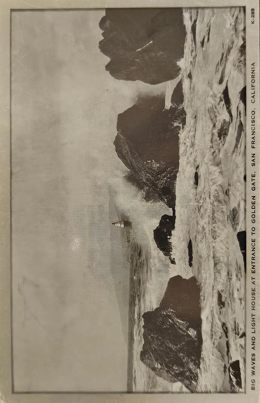 San Francisco, California - Pacific Ocean - Vintage Black and White Postcard