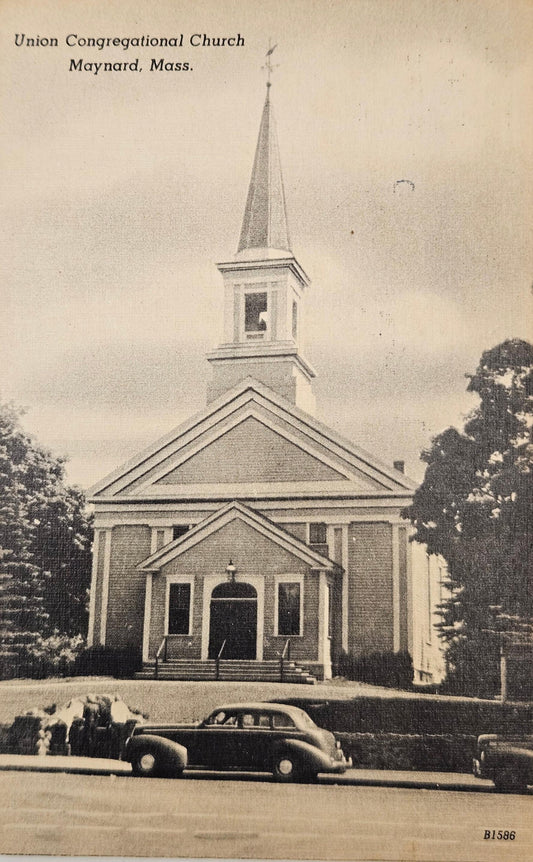 Union Congregational Church Maynard Massachusetts - Vintage Postcard
