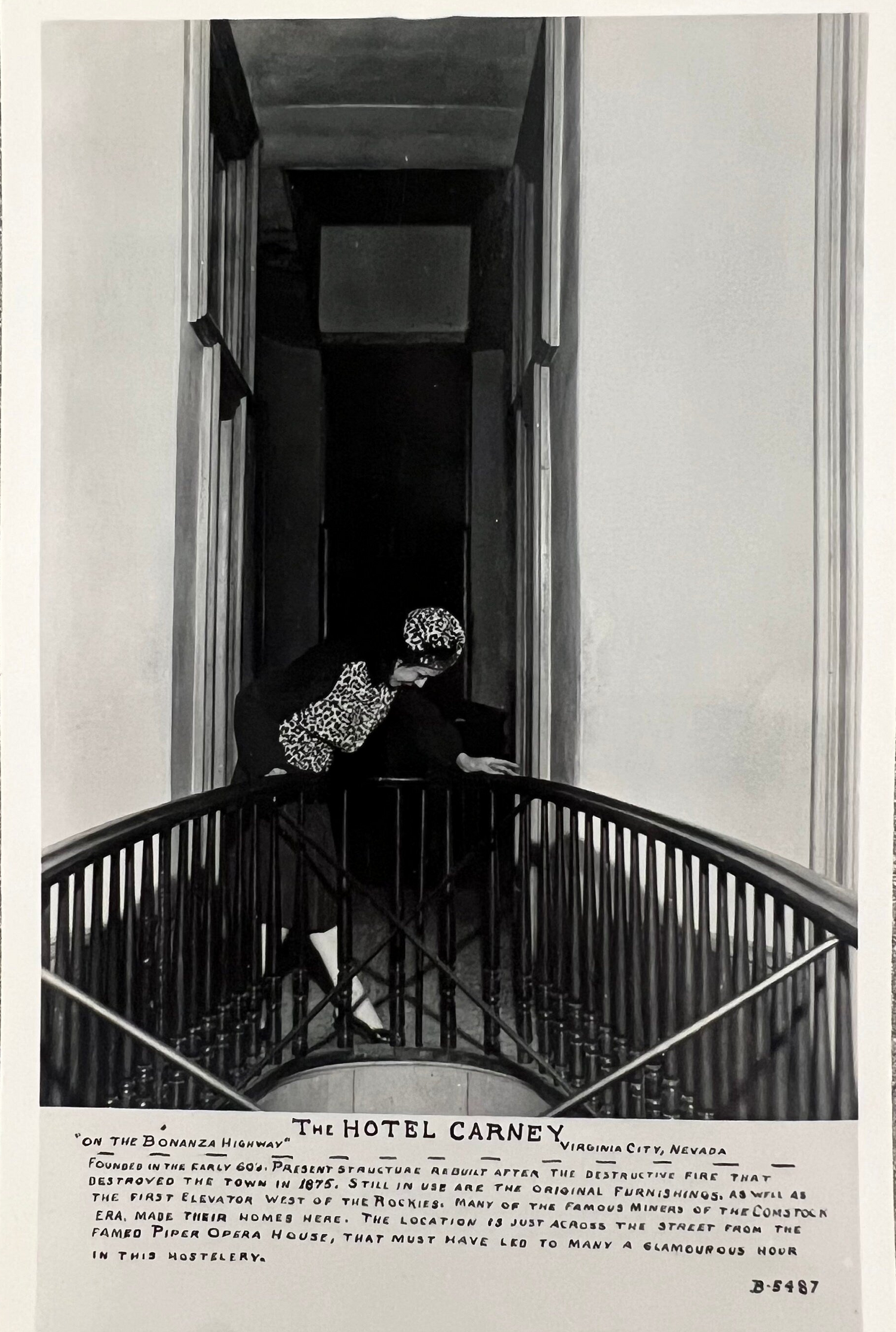 RPPC The Hotel Carney, Virginia, Nevada - Vintage Offset Printd Photo Postcard