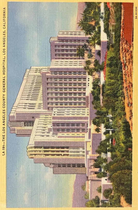 The Los Angeles County General Hospital Los Angeles, California 1940- Vintage Hospital Postcard