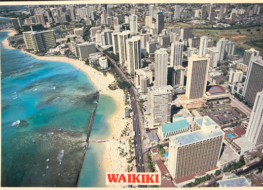 Waikiki - Honolulu, Hawaii - Vintage Postcard