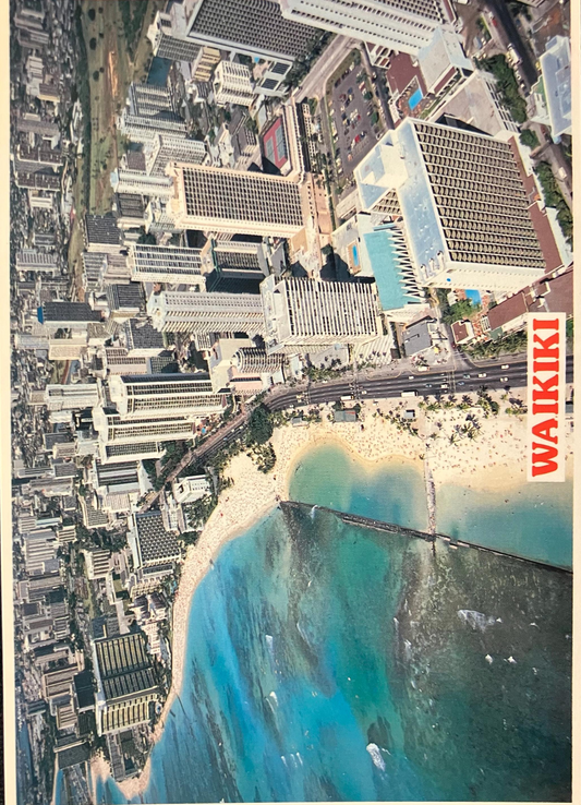 Waikiki - Honolulu, Hawaii - Vintage Postcard