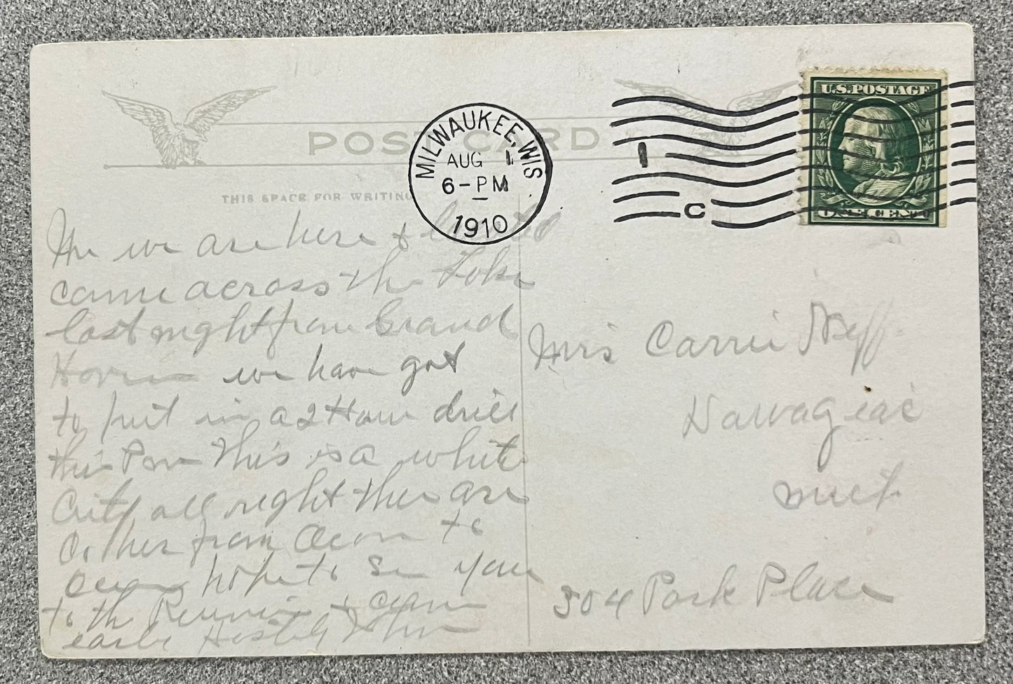 RPPC - Water Tower Park in 1920, Milwaukee, Wisconsin