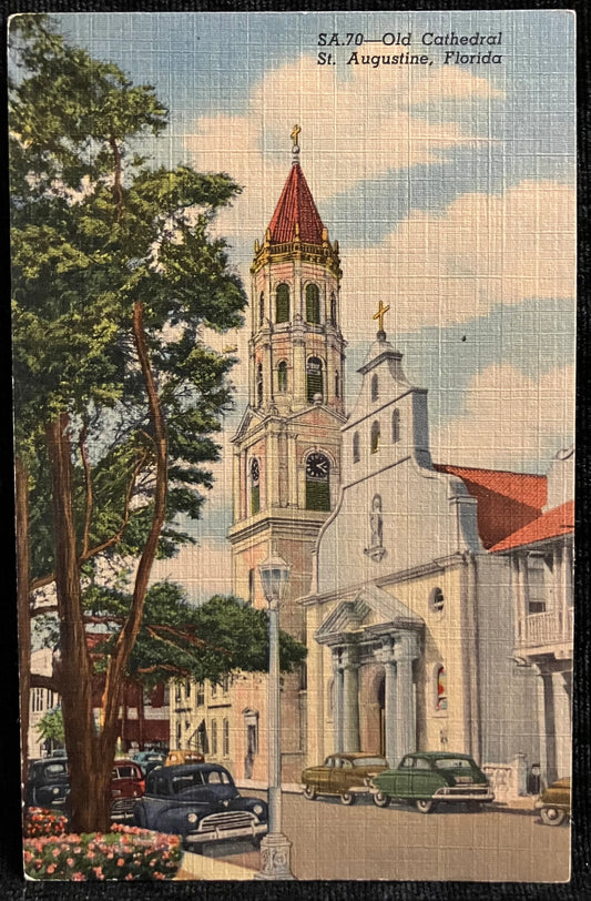 Old Cathedral, St. Augustine, Florida - Vintage Church Postcard