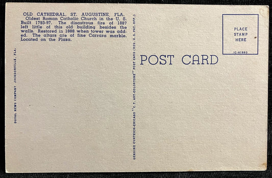 Old Cathedral, St. Augustine, Florida - Vintage Church Postcard