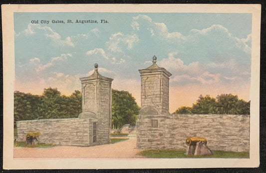 Old City Gates, St. Augustine, Florida - Vintage Park Postcard