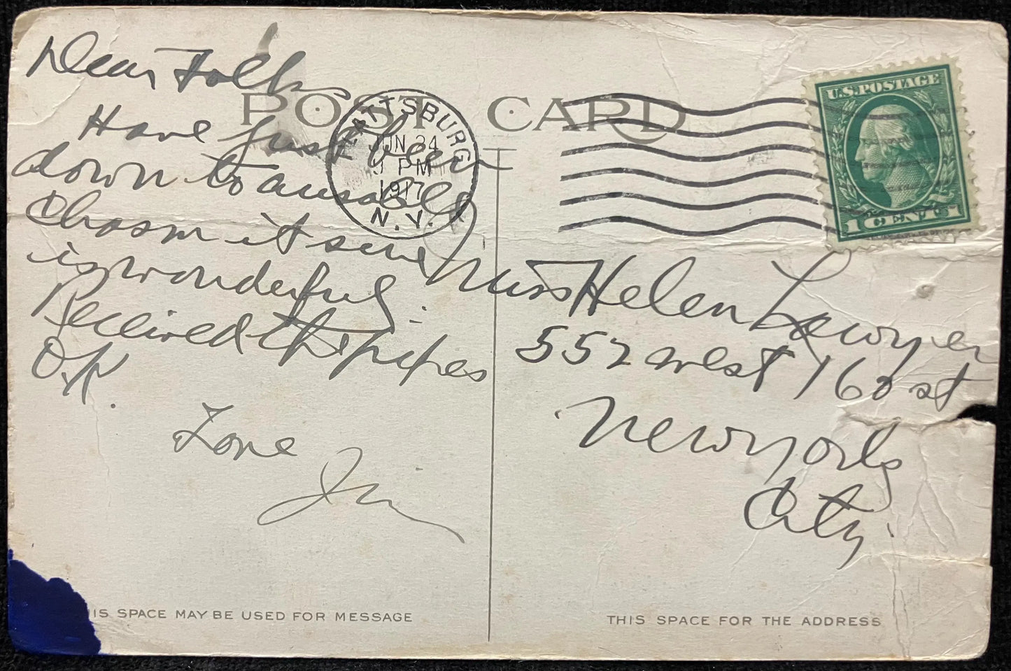 Rainbow and Horse Show Falls, Ausable Chasm, New York - Vintage Waterfall Postcard