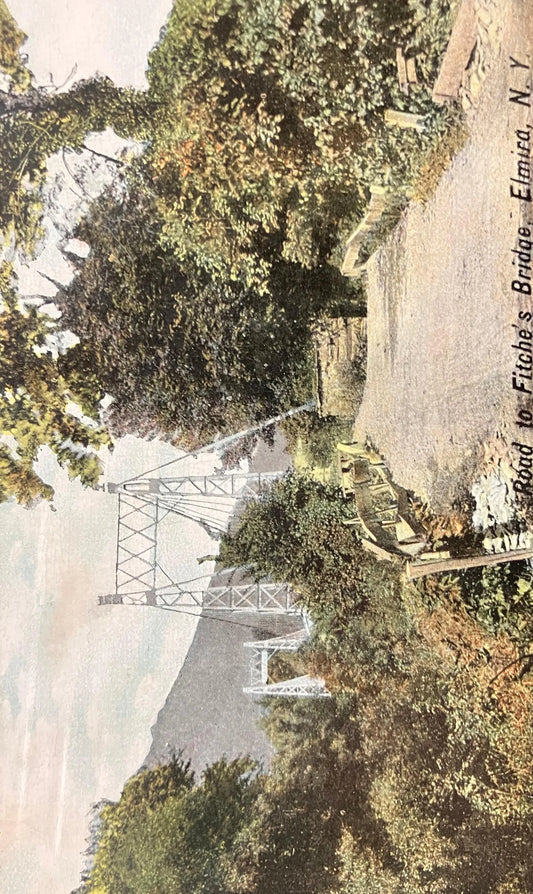Road to Fitche's Bridge, Elmira, New York - Made in Germany - Vintage Postcard