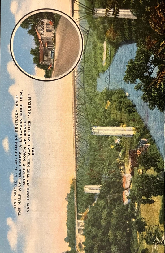 High Bridge - U.S. 25 - Spanning Kentucky River - Vintage Bridge Postcard