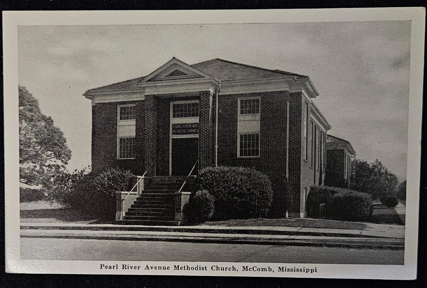 Pearl River Avenue Methodist Church - McComb, Mississippi - Vintage Black and White Postcard