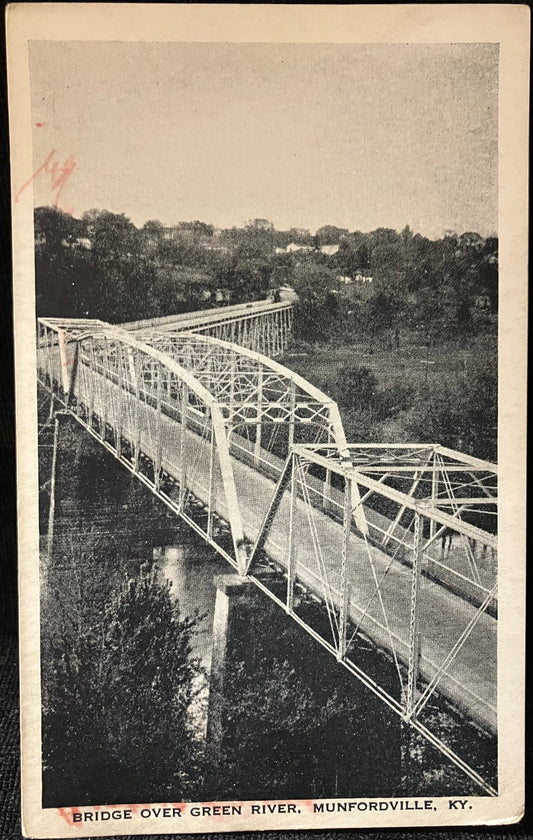 Bridge over Green River - Munfordville, Kentucky - Vintage Bridge Postcard