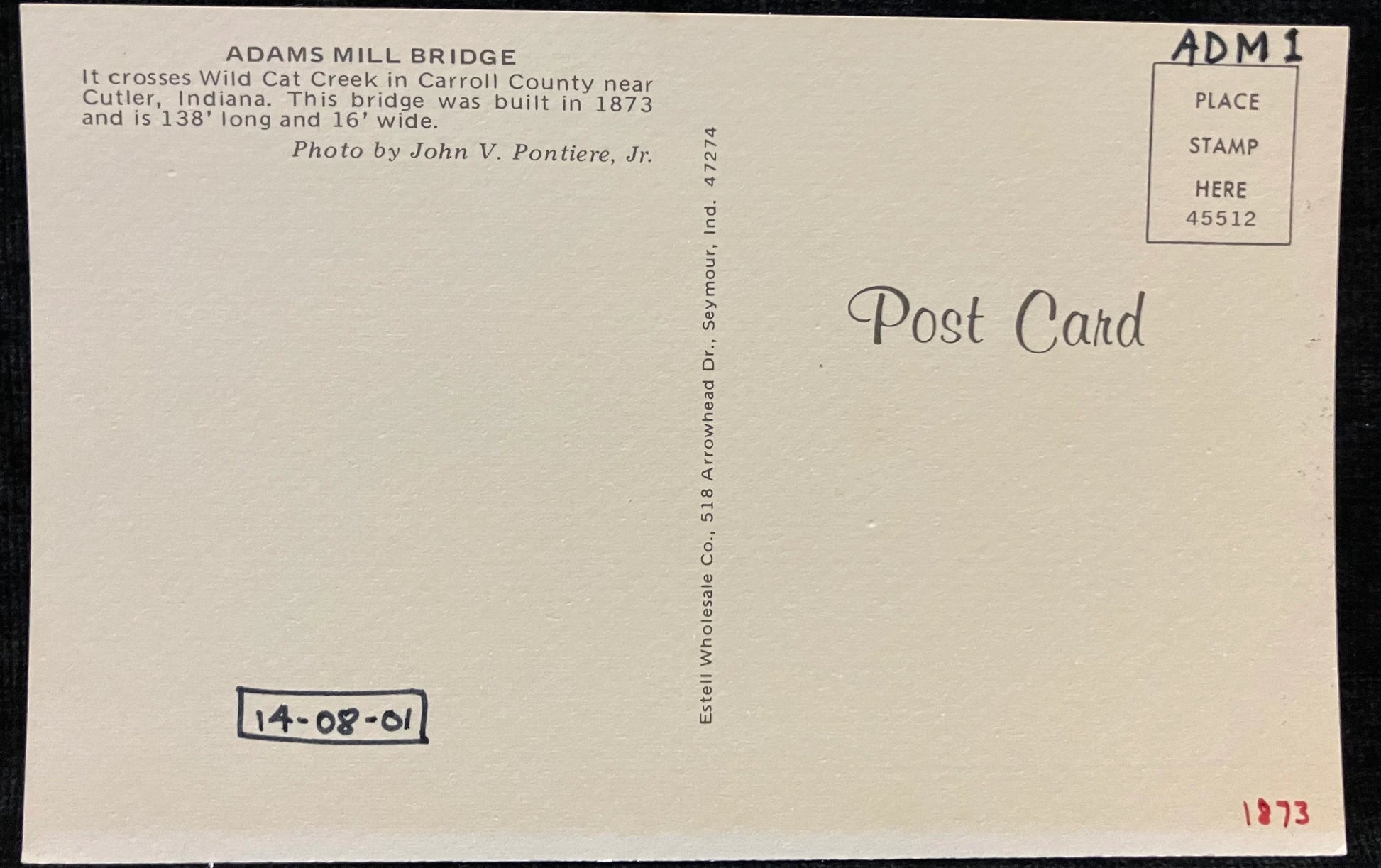 Adams Mill Bridge over Wild Cat Creek in Carroll County, Indiana - Photo byJohn V. Pontiere Jr. - Vi