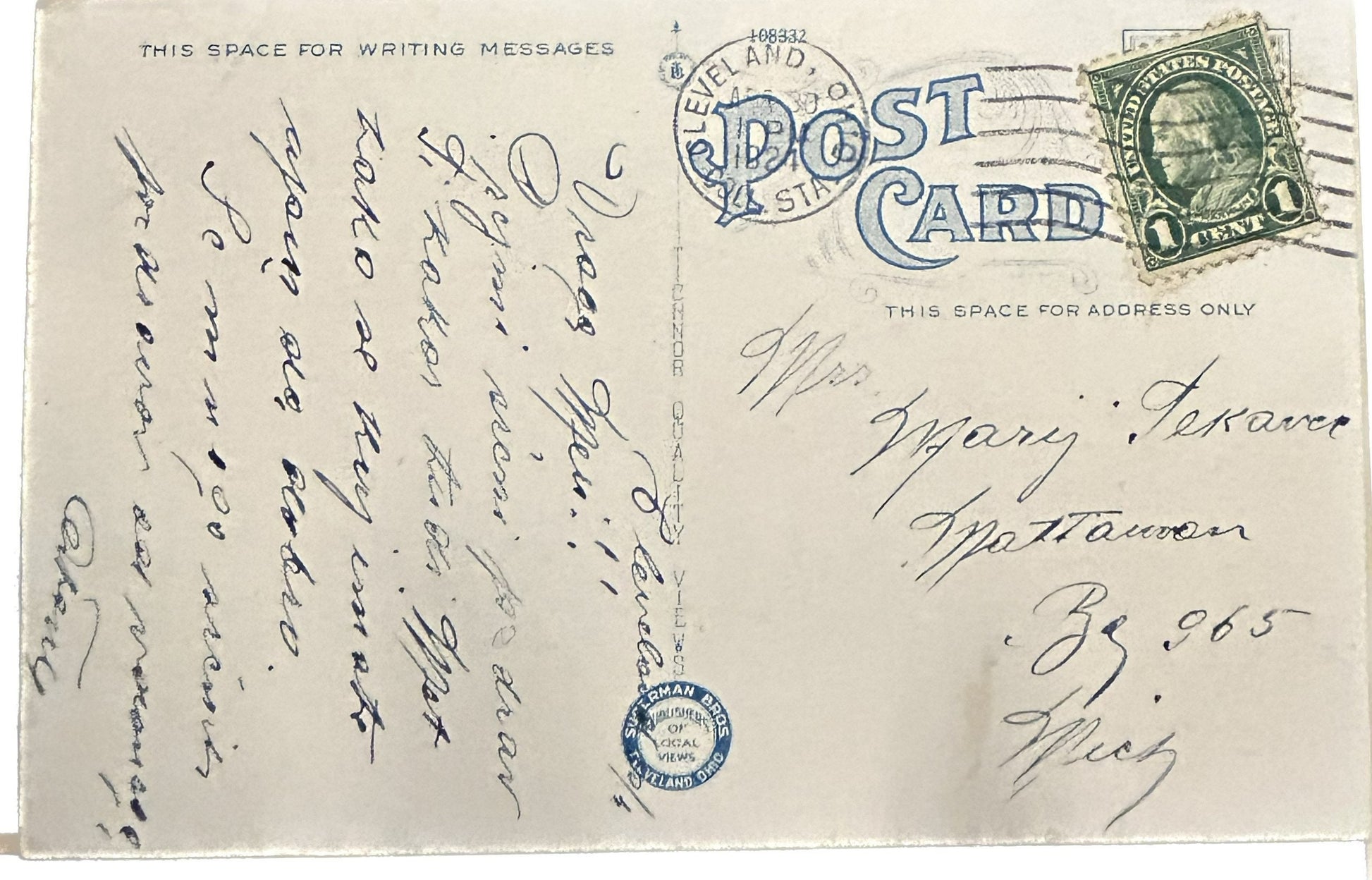 Adelbert College, Western Reserve University, Cleveland, Ohio Back information: Posted April 30 1924
