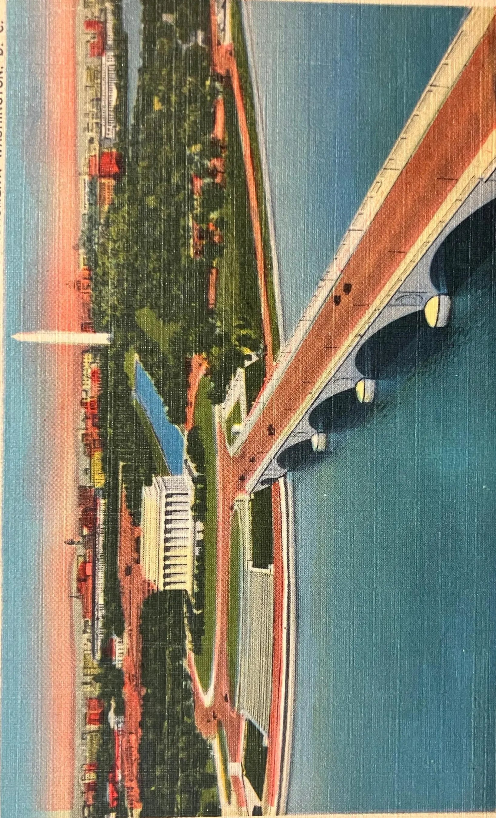 Aerial View of Arlington Memorial Bridge, Lincoln Memorial and Washington Monument, Washington D. C.