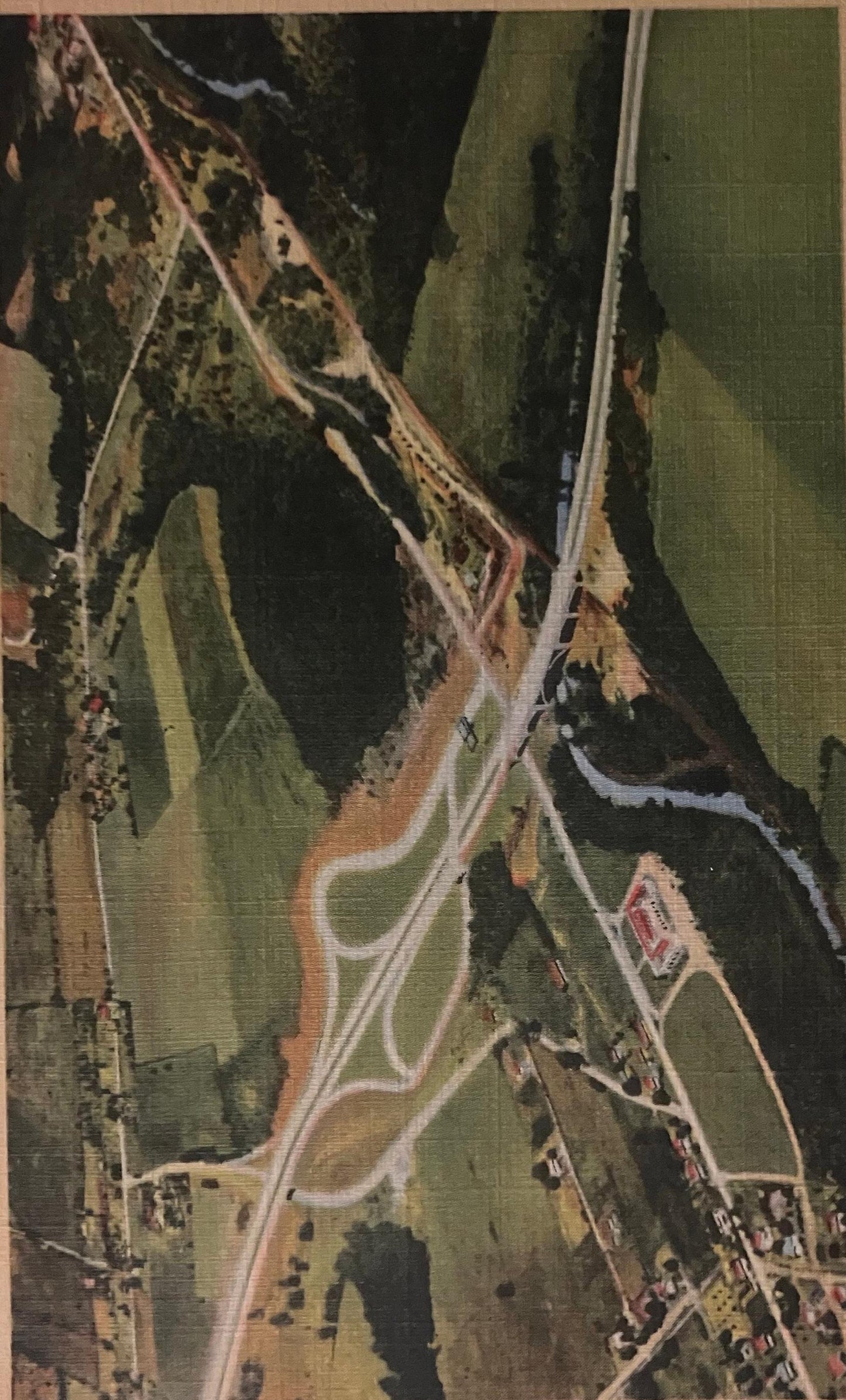 Aerial View of New Stanton Viaduct and Traffic Interchange, Pennsylvania, Turnpike - C Misnkey Bros,