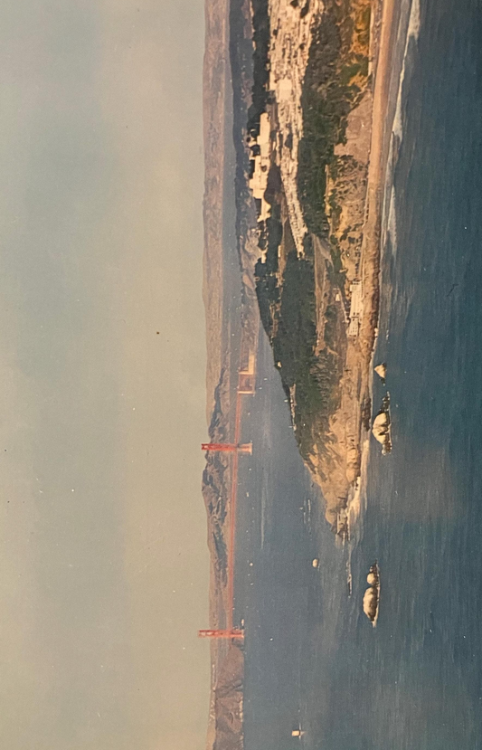 Air View San Francisco Bay, including the Veteran's Administration Hospital and Golden Gate Bridge ,