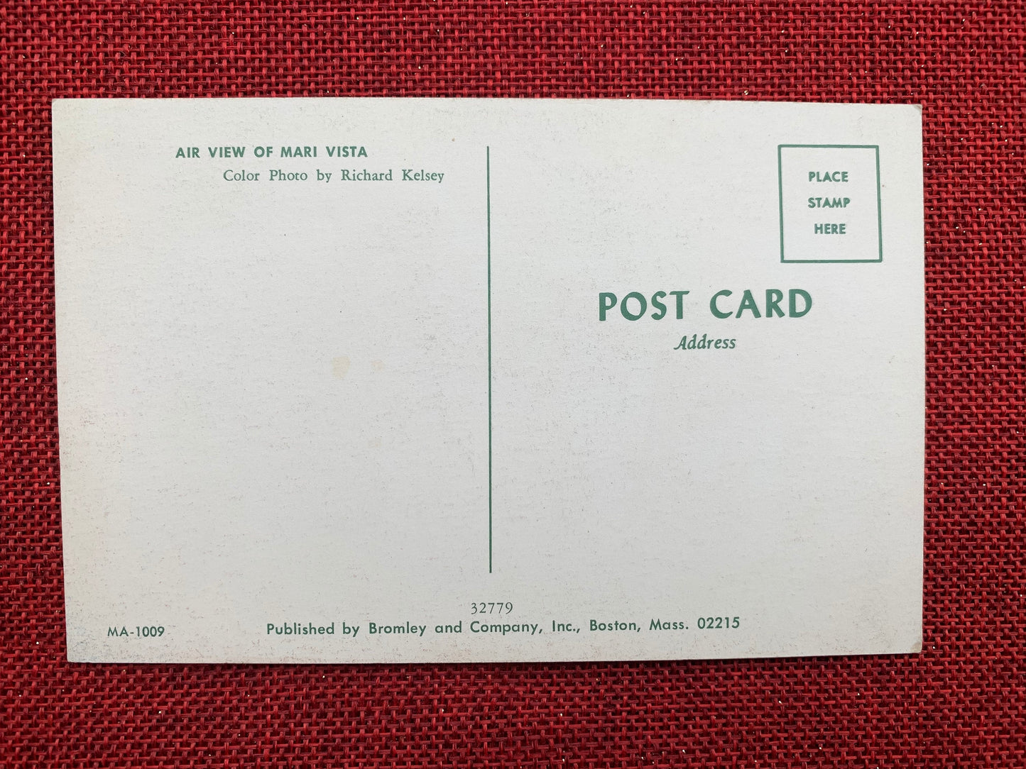This postcard features an aerial image of Mari Vista in Massachusetts.