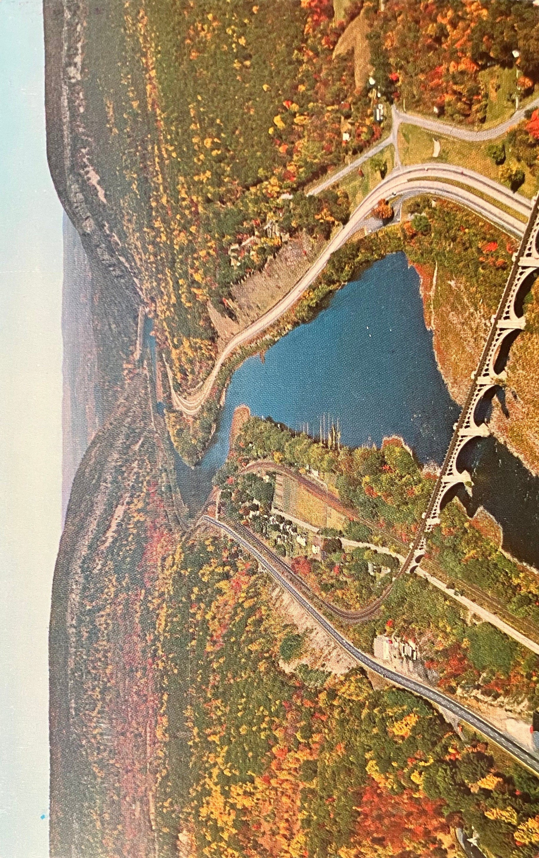 Airview of Delaware Water Gap - Lackawanna-Erie Railroad Bridge - New Jersey - 1960s Bridge Postcard